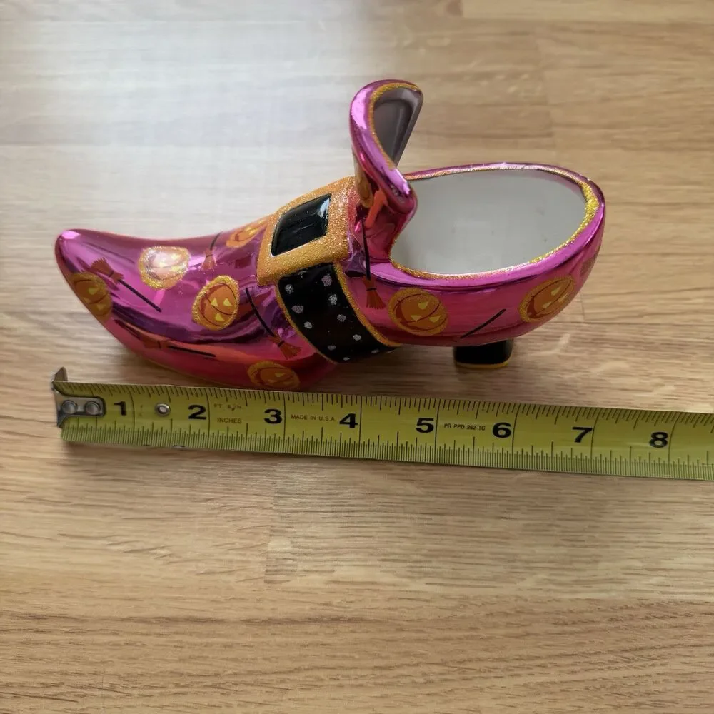 Christopher Radko‎ Foot Fright Pumpkins Halloween Witch Shoe Candy Dish